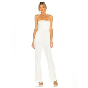 NEW NBD Revolve‎ XS Eliot Jumpsuit In Ivory Strapless Pockets Drape Front Crepe